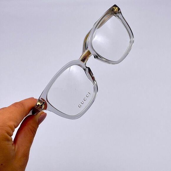 BRAND NEW GUCCI GG0184O 005 Grey/Grey Transparent Unisex Eyeglasses - Picture 9 of 12